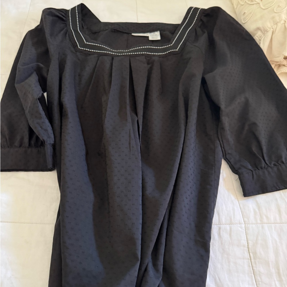 Harve Benard Black Boxy Blouse with Sailor Collar